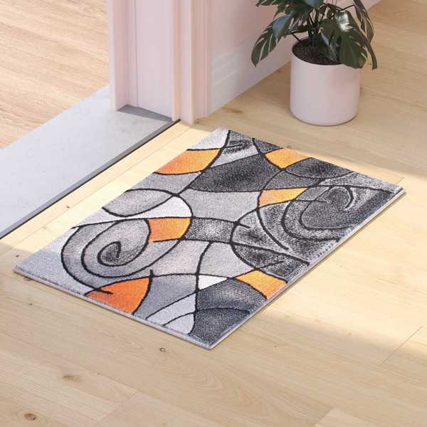 Flash Furniture Orange 2' x 3' Abstract Style Accent Rug ACD-RGTRZ860-23-OR-GG